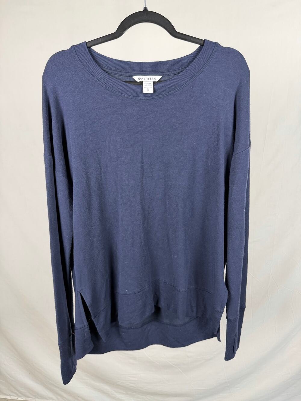 Athleta Navy Blue Coaster Luxe Crew Neck Activewear Sweatshirt Size SP